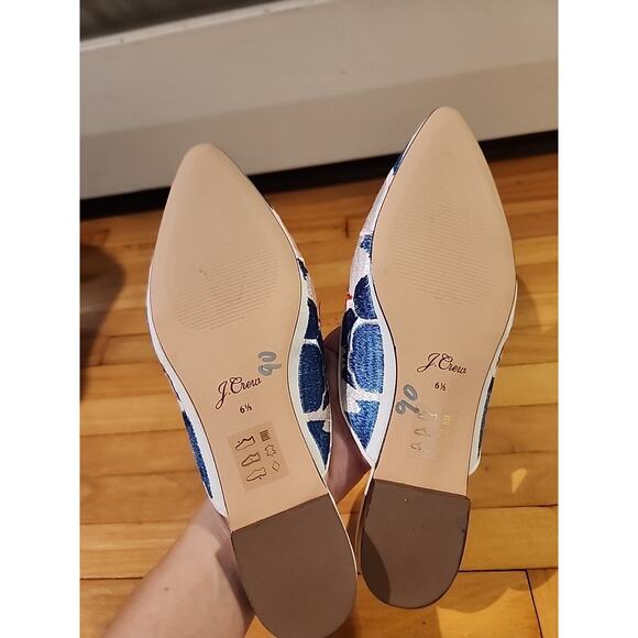 J.Crew Pointed-Toe Mule Slides Floral Navy Blue Pink Red Size 6.5 - Picture 5 of 5